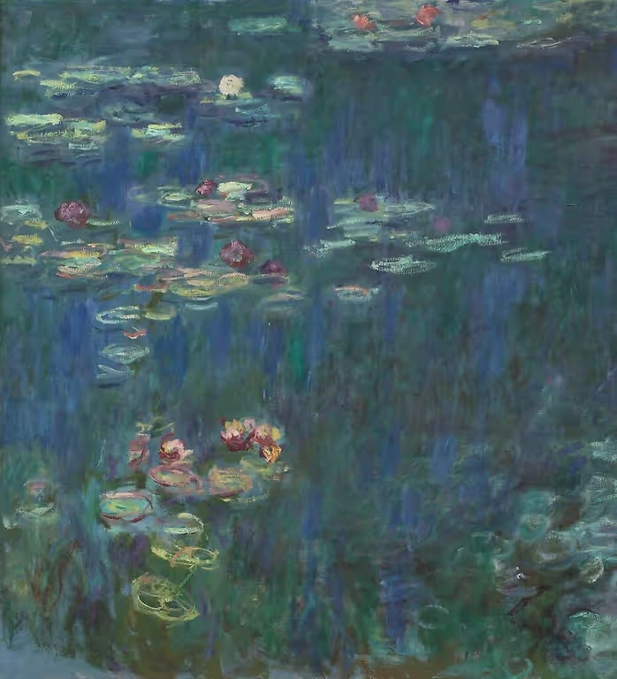 Tableau de Claude Monet. Reflets Verts. Exposé à l'Orangerie.